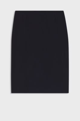 Falda l&aacute;piz slim fit en lana virgen hecha en Italia, Azul oscuro