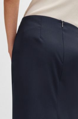 Slim-fit pencil skirt in Italian-made virgin wool, Dark Blue