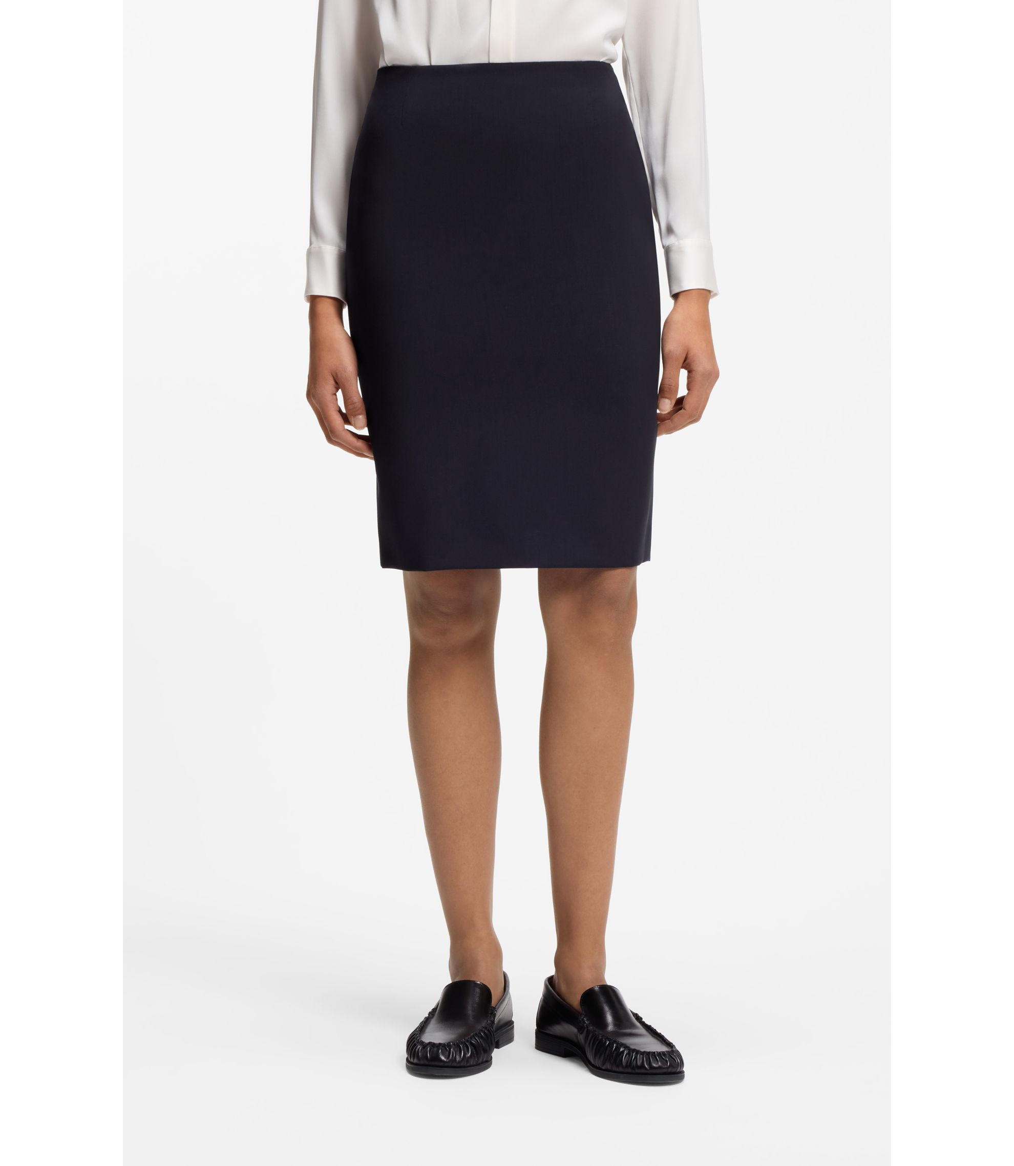 Slim-Fit Bleistiftrock aus in Italien gefertigter Schurwolle