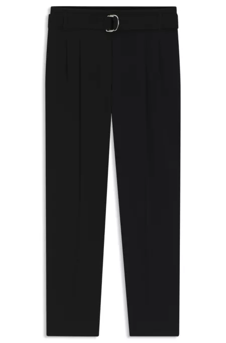 Regular-fit cropped trousers in crease-resistant crepe