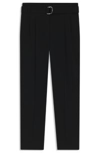 Pantalon court Regular en cr&ecirc;pe infroissable, Noir