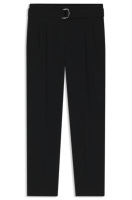 Regular-fit cropped trousers in crease-resistant crepe