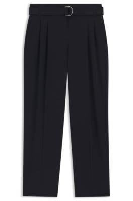 Boss Regular-fit cropped trousers in crease-resistant crepe kostymbyxor dam – bild 4