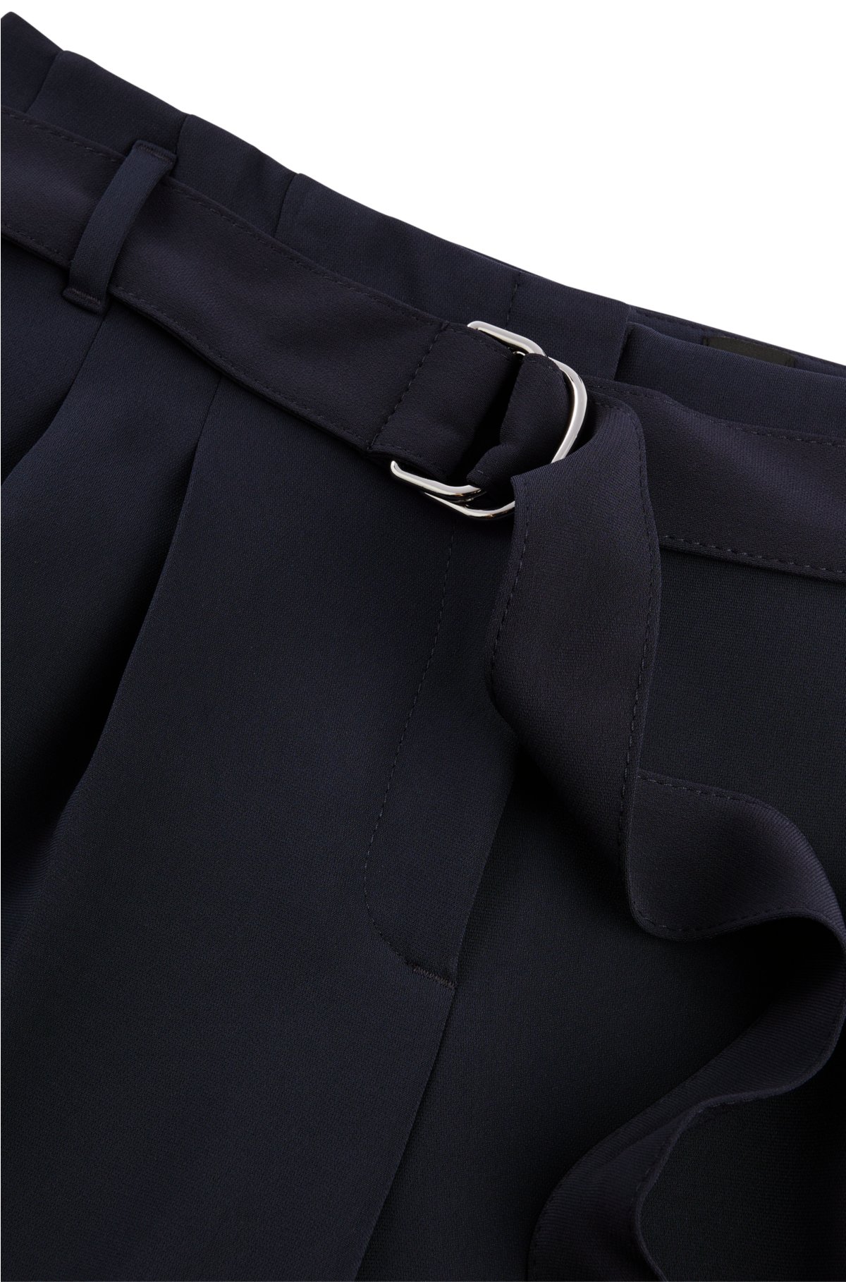 Regular-fit cropped trousers in crease-resistant crepe, Dark Blue