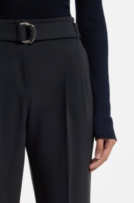 Boss Regular-fit cropped trousers in crease-resistant crepe kostymbyxor dam – bild 3