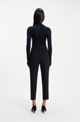 Boss Regular-fit cropped trousers in crease-resistant crepe kostymbyxor dam – bild 2