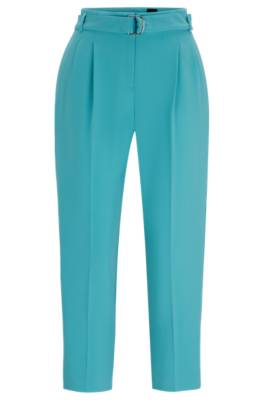 Hugo Boss Cropped Regular-fit Trousers In Japanese Crepe In Multi