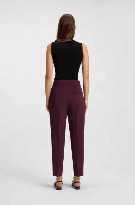 Regular-fit cropped trousers in crease-resistant crepe