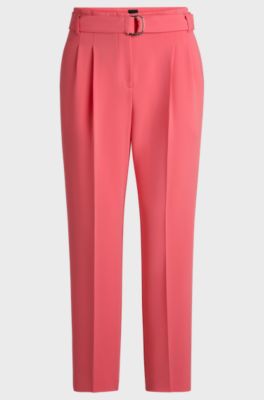 Regular-fit kortere broek van kreukbestendige cr&ecirc;pe, Koraal