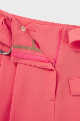 Regular-fit kortere broek van kreukbestendige cr&ecirc;pe, Koraal