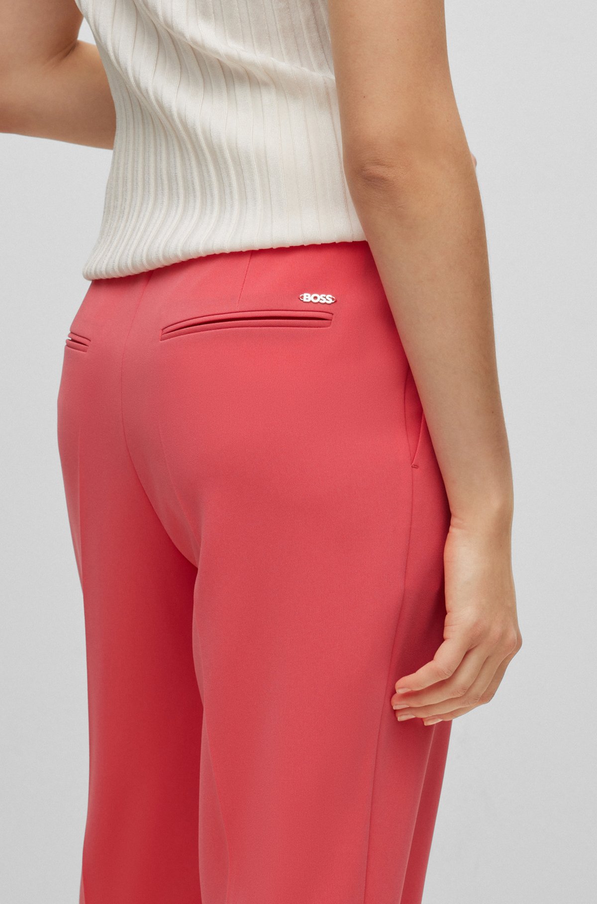  Regular fit afkortede bukser i japansk crepe, Pink