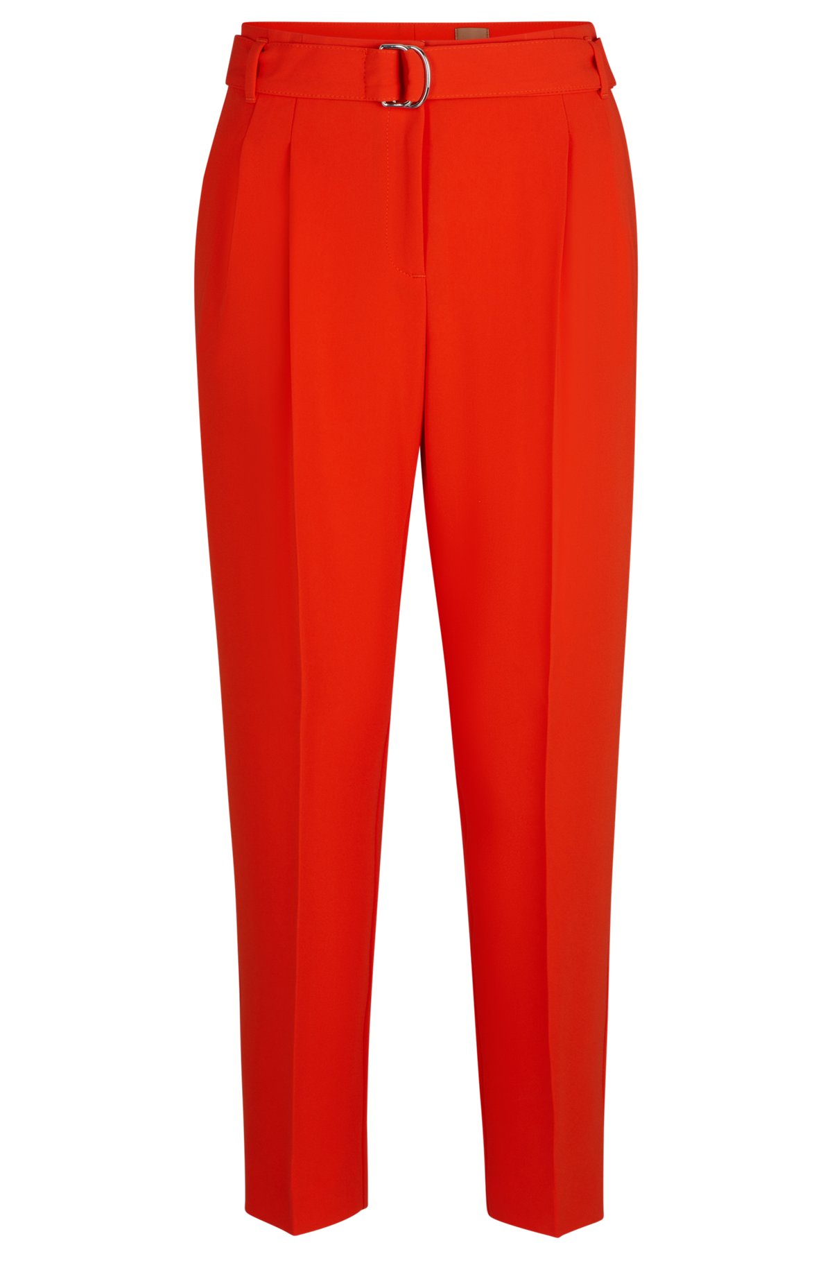 Pantalones tobilleros regular fit de crepé japonés, Naranja