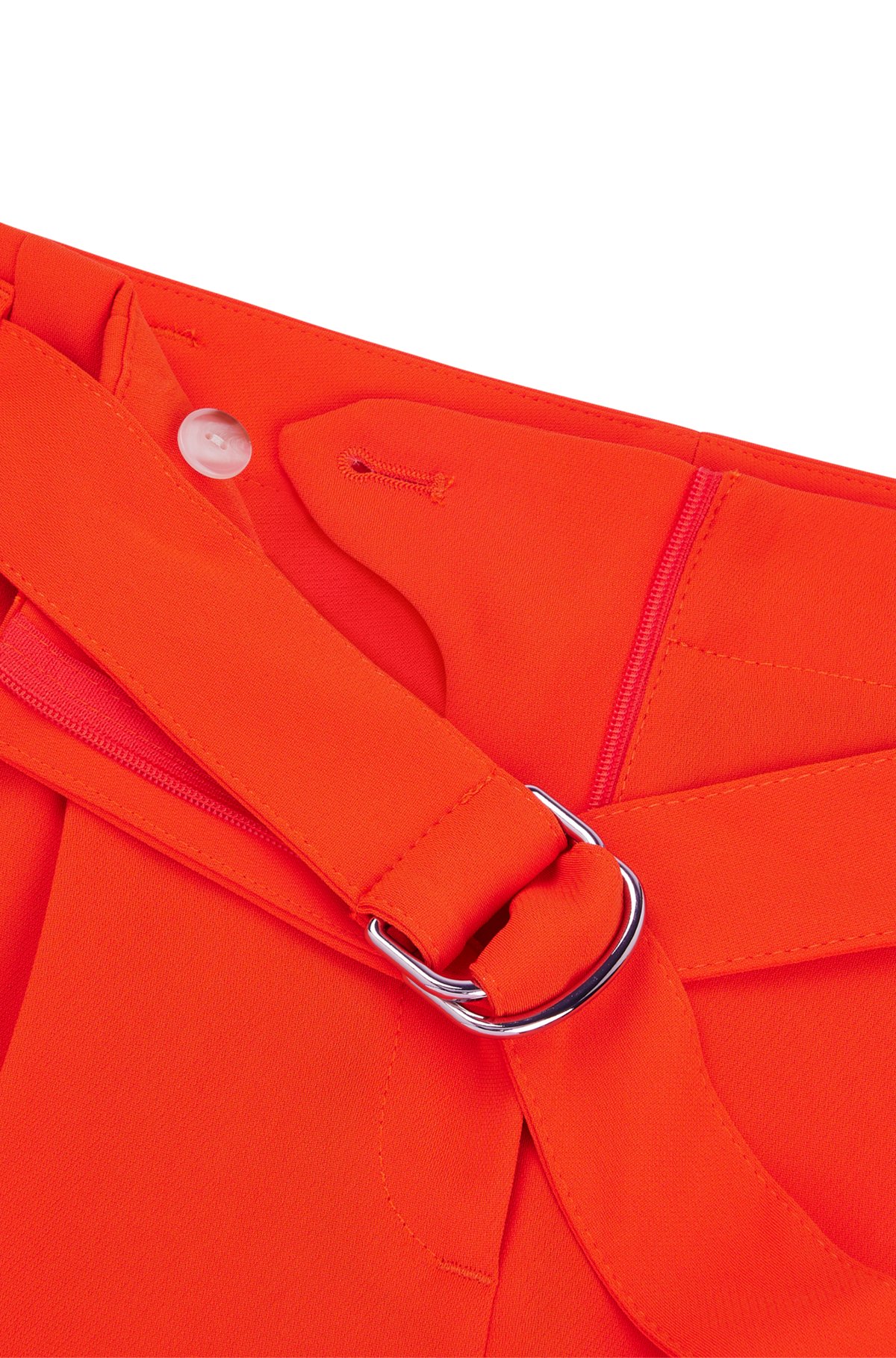 Regular-Fit Hose aus japanischem Krepp in Cropped-Länge, Orange