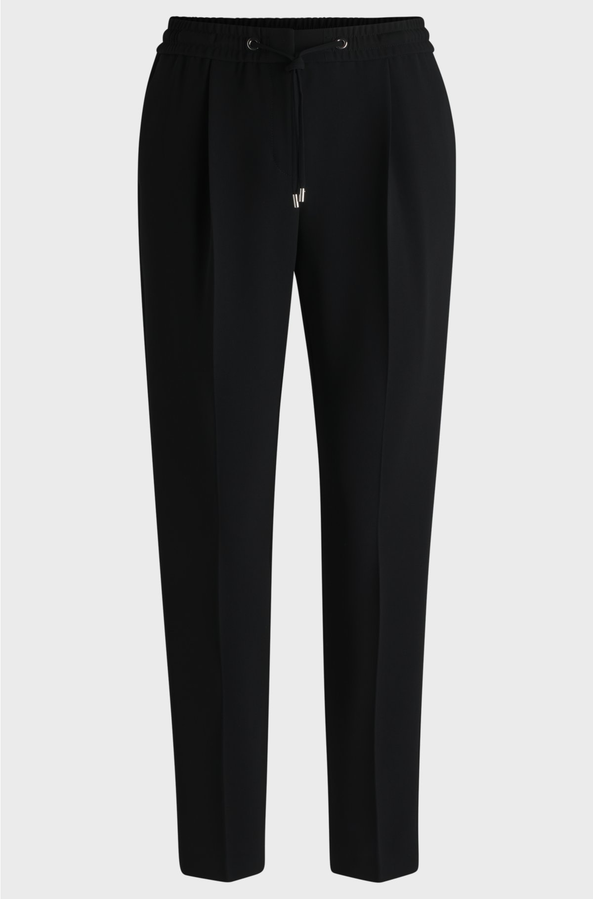 Regular-fit trousers in Japanese crepe, Black