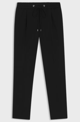 Regular-fit trousers in Japanese crepe, Black