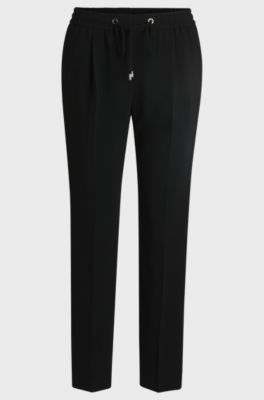 Regular-fit trousers in Japanese crepe, Black