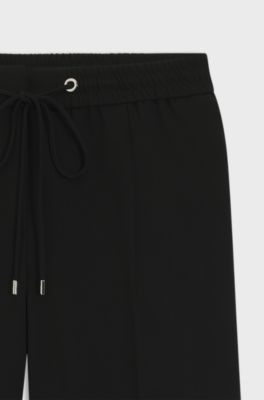 Regular-fit trousers in Japanese crepe, Black