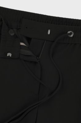 Regular-fit trousers in Japanese crepe, Black