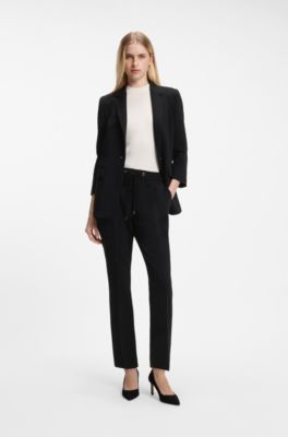 Regular-fit trousers in Japanese crepe, Black