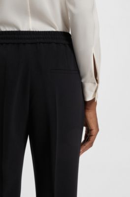 Pantalon Regular en cr&ecirc;pe japonais, Noir