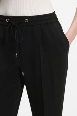 Regular-fit trousers in Japanese crepe, Black