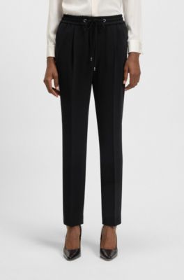 Regular-fit trousers in Japanese crepe, Black