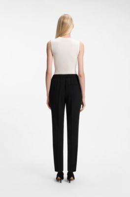 Regular-fit trousers in Japanese crepe, Black