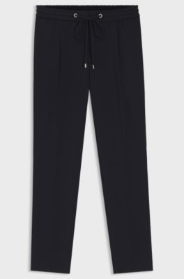 Pantaloni regular fit in cr&ecirc;pe giapponese, Blu scuro