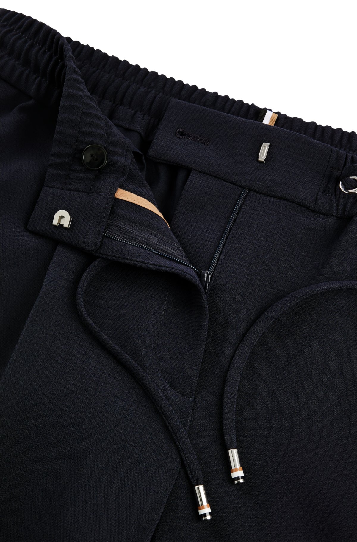 Regular-fit trousers in Japanese crepe, Dark Blue