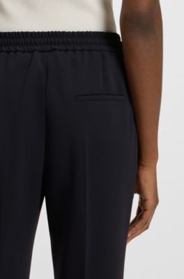 Regular-fit trousers in Japanese crepe, Dark Blue