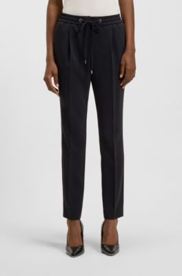 Regular-fit trousers in Japanese crepe, Dark Blue