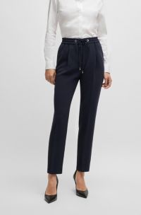 Regular-fit trousers in Japanese crepe, Dark Blue