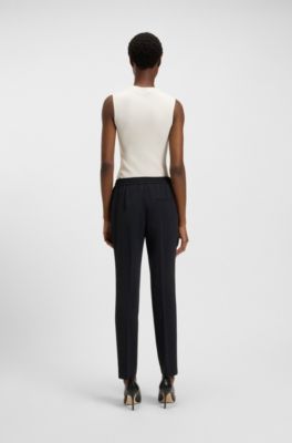 Regular-fit trousers in Japanese crepe, Dark Blue