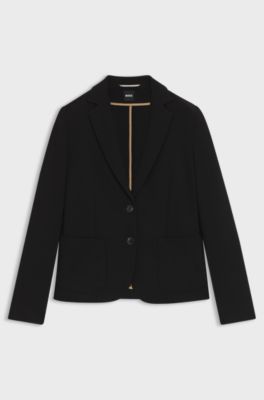 Slim-fit jacket in stretch fabric, Black