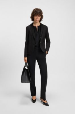 Slim-fit jacket in stretch fabric, Black