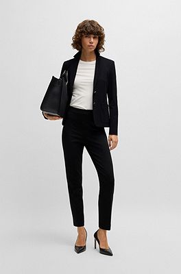 BOSS - Regular-fit trousers in stretch fabric with tapered leg