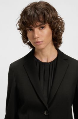 Slim-fit jacket in stretch fabric, Black