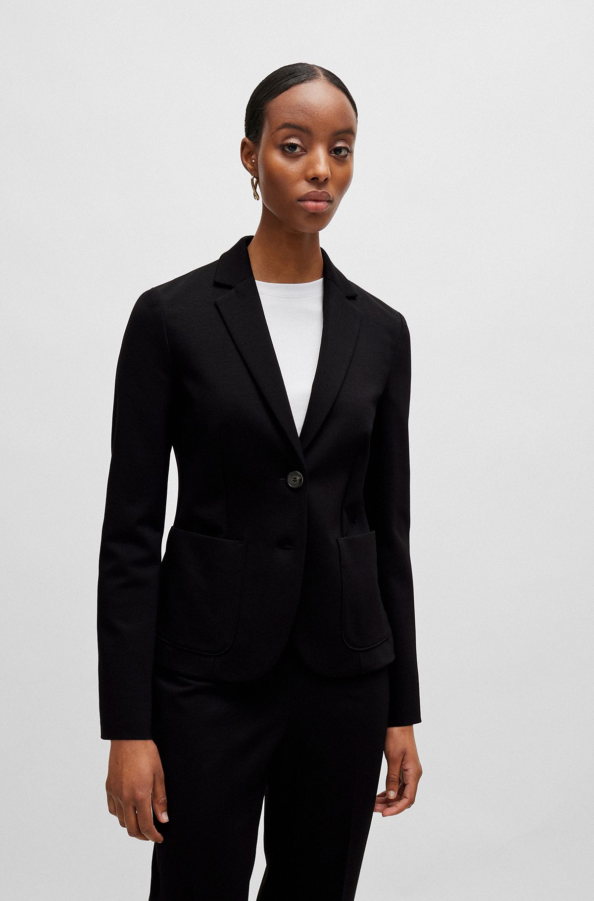Extra-slim-fit jacket with partial lining, Black
