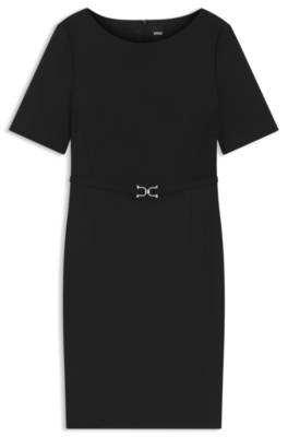 Virgin-wool dress with hardware-trimmed belt 1