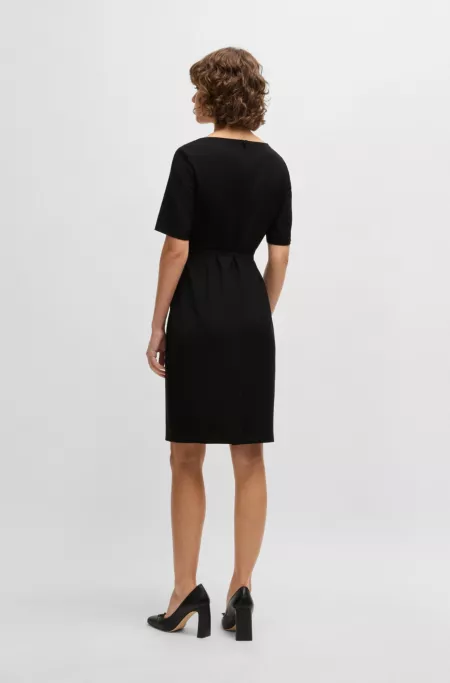 Virgin-wool dress with hardware-detail belt
