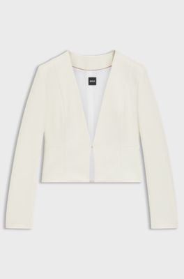 Kort jacka i slim fit utan krage, Vit