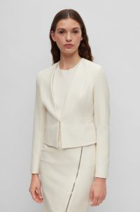 Slim-Fit Kurzblazer ohne Kragen, Weiß