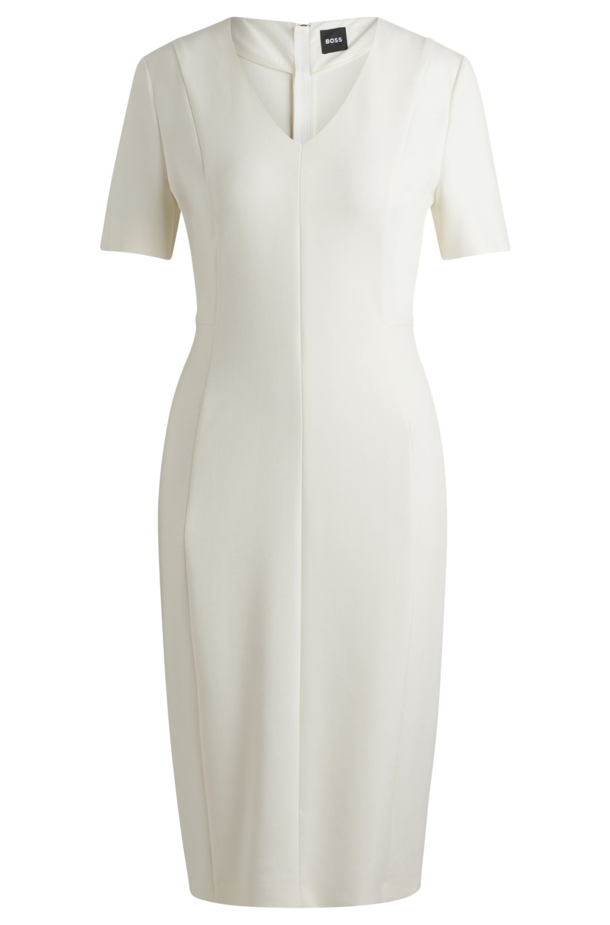 Slim-fit business dress in stretch fabric, White