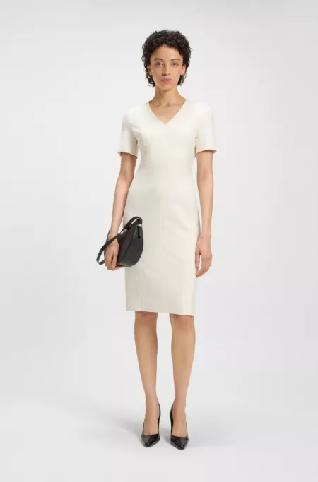 V-neck dress in stretch fabric