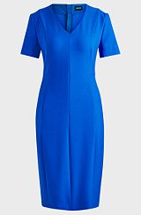 Slim-fit business dress in stretch fabric, Blue