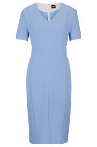 Деловое платье приталенного кроя из эластичной ткани, Светло-голубой