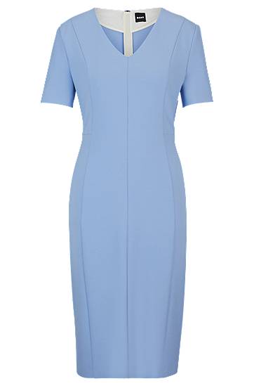 Hugo Boss Slim-fit Business Dress In Stretch Fabric In Blue
