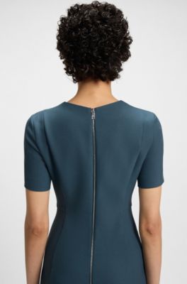 V-neck dress in stretch fabric, Blue