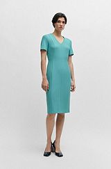 Slim-fit business dress in stretch fabric, Turquoise