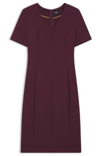 V-neck dress in stretch fabric, Dark Purple